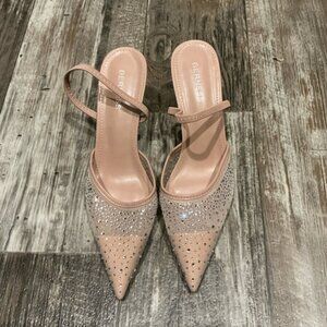 Women's Sparkling Tan Heels Size 10